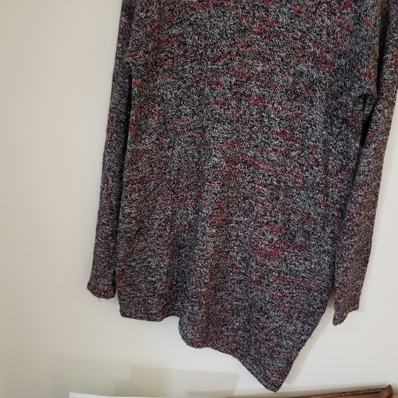 J. Jill Pure Jill Long Tunic Sweater Marled Black White Red Asymmetrical Medium - Picture 5 of 12